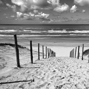 Papermoon Fototapete Strand Schwarz & Weiß