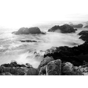 PAPERMOON Fototapete Strand Schwarz & Weiß Tapeten Gr. B/L: 5,00 m x 2,80 m, Bahnen: 10 St., schwarz (schwarz, weiß) Fototapeten