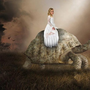 Papermoon Fototapete Surreale Mädchen Schildkröte Liebe Hoffnung