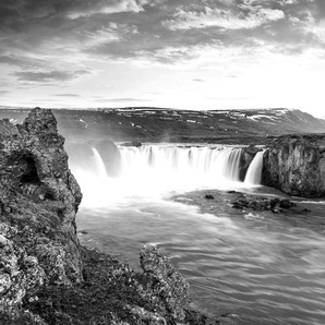 Papermoon Fototapete Wasserfall Schwarz & Weiß
