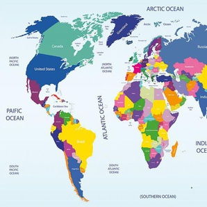 Papermoon Fototapete Worldmap, matt, (5 St)