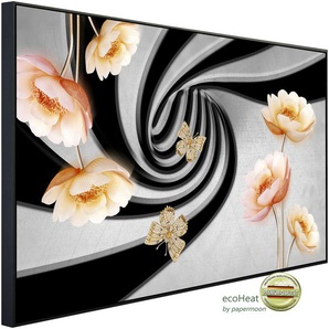 PAPERMOON Infrarotheizung Abstrakt 3D Effekt mit Blumen Heizkörper Gr. B/H/T: 100 cm x 60 cm x 3 cm, 600 W, bunt (kunstmotiv im aluminiumrahmen) Heizkörper