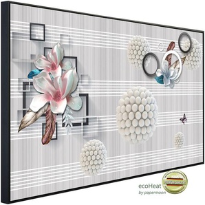 PAPERMOON Infrarotheizung Abstrakt 3D Effekt mit Blumen Heizkörper Gr. B/H/T: 120 cm x 60 cm x 3 cm, 750 W, bunt (kunstmotiv im aluminiumrahmen) Heizkörper