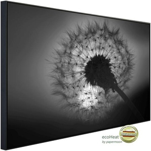 PAPERMOON Infrarotheizung Blume Schwarz & Weiß Heizkörper Gr. B/H/T: 120 cm x 60 cm x 3 cm, 750 W, bunt (kunstmotiv im aluminiumrahmen) Heizkörper