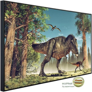 PAPERMOON Infrarotheizung Dinosaurier Heizkörper sehr angenehme Strahlungswärme Gr. B/H/T: 100 cm x 60 cm x 3 cm, 600 W, bunt (kunstmotiv im aluminiumrahmen) Heizkörper