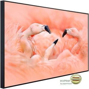 PAPERMOON Infrarotheizung Flamingos Heizkörper Gr. B/H/T: 120 cm x 60 cm x 3 cm, 750 W, bunt (kunstmotiv im aluminiumrahmen) Heizkörper