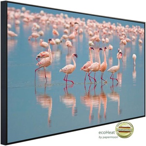 PAPERMOON Infrarotheizung Flamingos Heizkörper sehr angenehme Strahlungswärme Gr. B/H/T: 100 cm x 60 cm x 3 cm, 600 W, bunt (kunstmotiv im aluminiumrahmen) Heizkörper