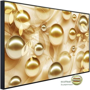 PAPERMOON Infrarotheizung Goldene Kugeln Heizkörper Gr. B/H/T: 120 cm x 90 cm x 3 cm, 1200 W, bunt (kunstmotiv im aluminiumrahmen) Heizkörper