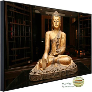 PAPERMOON Infrarotheizung Goldener Buddha Heizkörper Gr. B/H/T: 100 cm x 60 cm x 3 cm, 600 W, bunt (kunstmotiv im aluminiumrahmen) Heizkörper