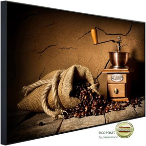 PAPERMOON Infrarotheizung Kaffee Heizkörper sehr angenehme Strahlungswärme Gr. B/H/T: 120 cm x 90 cm x 3 cm, 1200 W, bunt (kunstmotiv im aluminiumrahmen) Heizkörper