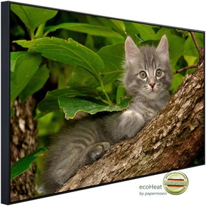 PAPERMOON Infrarotheizung Katze im Baum Heizkörper sehr angenehme Strahlungswärme Gr. B/H/T: 120 cm x 90 cm x 3 cm, 1200 W, bunt (kunstmotiv im aluminiumrahmen) Heizkörper