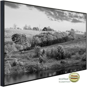 PAPERMOON Infrarotheizung Landschaft Schwarz & Weiß Heizkörper Gr. B/H/T: 120 cm x 60 cm x 3 cm, 750 W, bunt (kunstmotiv im aluminiumrahmen) Heizkörper