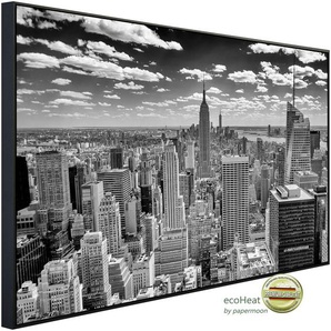 PAPERMOON Infrarotheizung Manhattan Panorama Heizkörper sehr angenehme Strahlungswärme Gr. B/H/T: 120 cm x 90 cm x 3 cm, 1200 W, bunt (kunstmotiv im aluminiumrahmen) Heizkörper