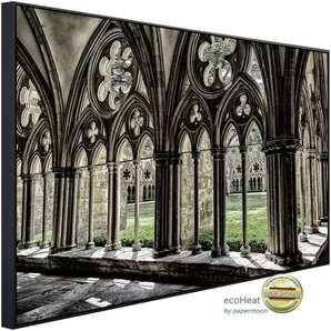 PAPERMOON Infrarotheizung Mittelalterliche Kathedrale Heizkörper Gr. B/H/T: 100 cm x 60 cm x 3 cm, 600 W, bunt (kunstmotiv im aluminiumrahmen) Heizkörper