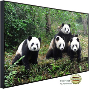 PAPERMOON Infrarotheizung Pandafamilie Heizkörper Gr. B/H/T: 120 cm x 60 cm x 3 cm, 750 W, bunt (kunstmotiv im aluminiumrahmen) Heizkörper