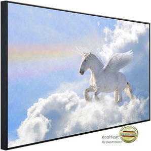 PAPERMOON Infrarotheizung Pegasus in den Wolken Heizkörper Gr. B/H/T: 120 cm x 60 cm x 3 cm, 750 W, bunt (kunstmotiv im aluminiumrahmen) Heizkörper