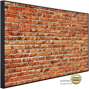 PAPERMOON Infrarotheizung Rote Backsteinmauer Heizkörper Gr. B/H/T: 100 cm x 60 cm x 3 cm, 600 W, bunt (kunstmotiv im aluminiumrahmen) Heizkörper
