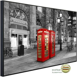 PAPERMOON Infrarotheizung Telefonzelle, London Heizkörper Gr. B/H/T: 120 cm x 60 cm x 2,5 cm, 750 W, bunt (kunstmotiv im aluminiumrahmen) Heizkörper