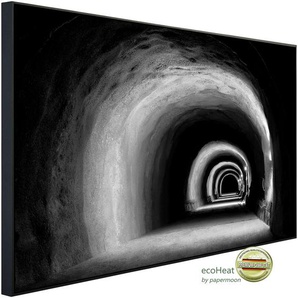 PAPERMOON Infrarotheizung Tunnel Schwarz & Weiß Heizkörper sehr angenehme Strahlungswärme Gr. B/H/T: 120 cm x 60 cm x 3 cm, 750 W, bunt (kunstmotiv im aluminiumrahmen) Heizkörper