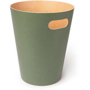 Papierkorb Woodrow Umbra Buchenholzfurnier natur/grün mehrfarbig, Designer Henry Huang, 28 cm