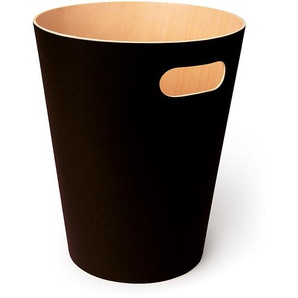 Papierkorb Woodrow Umbra Buchenholzfurnier natur/schwarz mehrfarbig, Designer Henry Huang, 28 cm