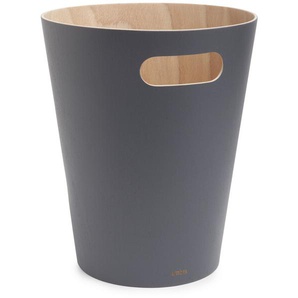 Papierkorb Woodrow Umbra Buchenholzfurnier natur/dunkelgrau mehrfarbig, Designer Henry Huang, 28 cm