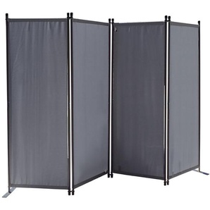 Paravent 4 Teilig 165 x 220 cm Stoff Raumteiler Trennwand Balkon Sichtschutz Stellwand Faltbar Grau