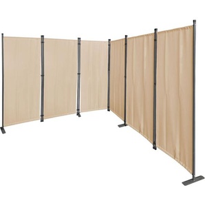 Paravent 6 Teilig 340x165cm Stoff Raumteiler Trennwand Balkon Sichtschutz Stellwand Faltbar Sand