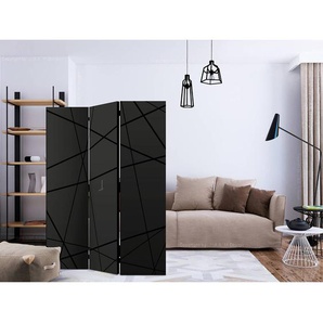 Paravent Dark Intersection Fleece Schwarz 135 x 172 x 3cm 3-teilig