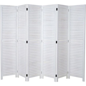 Paravent HHG 640, Raumteiler Trennwand Sichtschutz, Shabby-Look Vintage, 170x243cm weiß