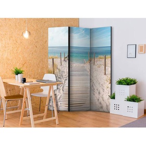 Paravent Holiday at the Seaside Fleece Beige 135 x 172 x 3cm 3-teilig