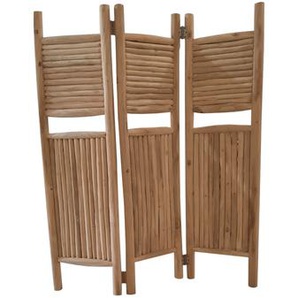 Paravent Teak Holz, 3-teilig, Raumteiler aus Teak - Raumtrenner, Faltwand, Trennwand, Sichtschutz, Stellwand