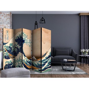 Paravent The Great Wave off Kanagawa Fleece Braun 225 x 172 x 3cm
