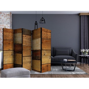 Paravent Wooden Textures II Vlies auf Massivholz Braun 225 x 172cm