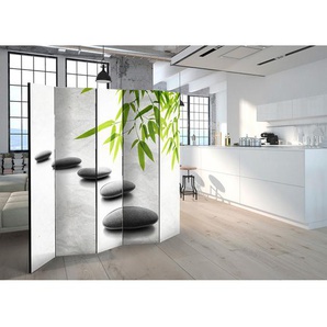 Paravent Zen Stones II Vlies auf Massivholz Multicolor 225 x 172cm 5-teilig