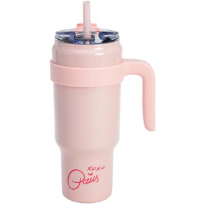 Paris Hilton Thermobecher Paris Hilton, Pink, Metall, Kunststoff, Schriftzug, 1 L, 100% dicht, abnehmbarer Deckel, Kaffee & Tee, Tassen, Thermobecher
