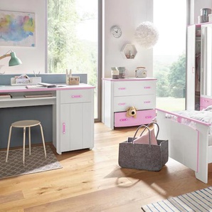 Jugendzimmer-Set PARISOT Biotiful Schlafzimmermöbel-Sets rosa (weiß, rosa) Baby Komplett-Kinderzimmer mit 3-trg. Kleiderschrank