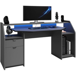 Kinderschreibtisch PARISOT Set-Up Tische Gr. B/H/T: 180 cm x 92 cm x 68 cm, grau (grau, schwarz) Computertisch Computertische Tisch Gamingtisch, Jugendschreibtisch, Schreibtisch