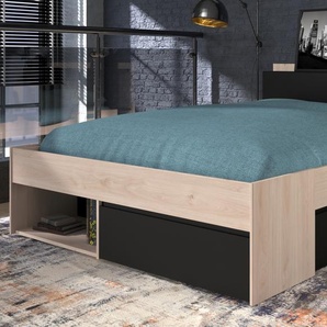 Parisot Meubles SAS Parisot Stauraumbett Most Eiche und schwarz Bett mit 3 x Schubkasten, 140 x 200 cm P1630-L240