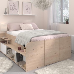 Parisot Meubles Stauraumbett Travel 2 Liegefläche 140x200cm, Jackson Eiche Nachbildung/Weiss - 169x67x209cm BxHxT 910135