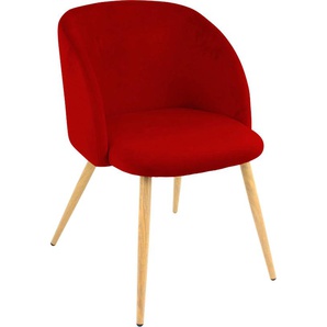 Armlehnstuhl PAROLI Dali Stühle Gr. B/H/T: 54 cm x 78 cm x 55 cm, 2 St., Velourstoff fein, Gestell in eichefarben + Metall, rot (bordeaux) Armlehnstühle (2 oder 4 Stück), mit Veloursbezug und in 2 Gestellfarben