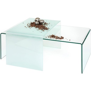 Couchtisch PAROLI Tische Gr. B/H/T: 75 cm x 38 cm x 60 cm, weiß (klarglas, klarglas weiß) Couchtische eckig