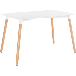 Esstisch PAROLI Tische Gr. B/H: 140 cm x 76 cm, weiß (weiß, buche, weiß) Esstisch Rechteckiger Esstische rechteckig