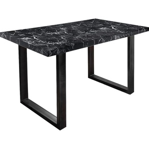 Esstisch PAROLI Manger Tische Gr. B/H/T: 160 cm x 75 cm x 90 cm, schwarz (marmor schwarz, marmor schwarz) Esstische rechteckig in 3 Breiten und 2 Farbausführungen