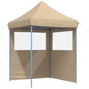 Partyzelt Faltbar Pop-Up mit 2 Seitenteilen Beige vidaXL