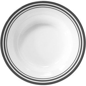 Pastateller FINK Moments Speiseteller Gr. 30 cm, grau (grau, weiß) Pastateller Ø 30 cm, Porzellan mit 3 Streifen