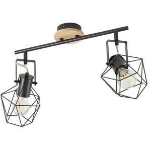 Paul Neuhaus Deckenstrahler  2-flammig  Rubber Wood/Drahtgestell   ¦ holzfarben ¦ Maße (cm): B: 61 H: 31 T: 28.0