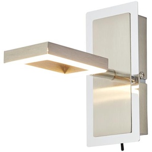 Paul Neuhaus LED- Strahler, 1-flammig, Leuchtelement quadratisch ¦ silber ¦ Maße (cm): B: 14,5 H: 15,4 T: 7