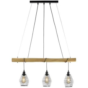 Paul Neuhaus Pendelleuchte  3-flammig  Eukalyptus-Holz/ Metall   ¦ holzfarben ¦ Maße (cm): B: 90 H: 120 T: 14.0
