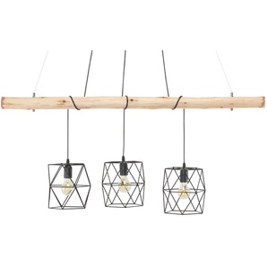 Paul Neuhaus Pendelleuchte  3-flammig  Holz / Metall Schwarz   ¦ schwarz ¦ Maße (cm): B: 120 H: 120 T: 20.0